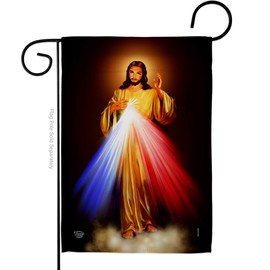 Ornament Collection Faith Jesus Divine Misericordia Garden Flag Religious Hope Grace Peace Dove Christian Religion Easter Small Decorative Gift Yard House Banner Made in USA 13 X 18.5