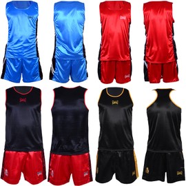 MAR | Black Boxing Shorts and Vest Boxing Costume Set Boxing Jersey Set Boxing Kit Clothing, Boxing Tank Top Boxing Set for Boys and Girls, Boxing Attire Adult/Kids Boxing Sets (X-Large)