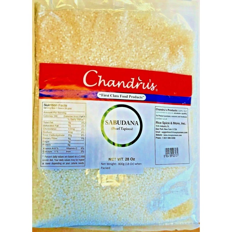 Chandru's Sabudana Small (Pearl Tapioca, Sago, Cassava) -28 Oz (800g)