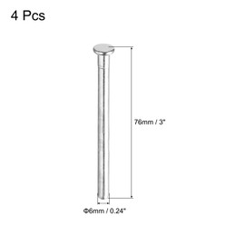 QUARKZMAN 4 Pieces 3 Inch Door Hinge Pins, Removable Brushed Door Hinge Inner Hinge Security Pins for Replacing Wooden House Doors, Silver