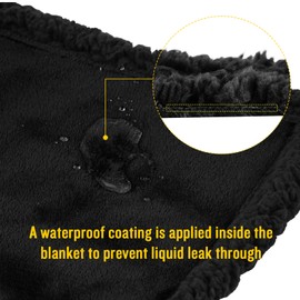 Waterproof Pet Blanket, Fluffy, Double Layer, Compact, Dog Blanket, Cat, Puppy, Black, S (71 x 100 cm)