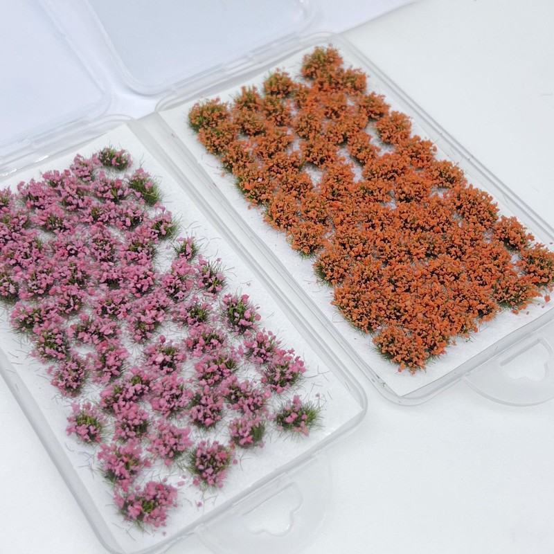 Woohome Miniature Colourful Flower Cluster, Multi Sizes Static Grass Tuft