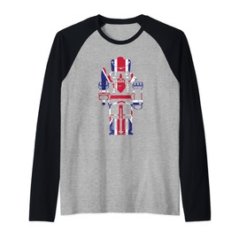 Great Britain Flag Christmas Nutcracker Toy Soldier Vintage Raglan Baseball Tee