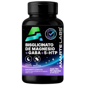 Amarte Labs Glicinato de Magnesio Fórmula Nocturna, 60 Cápsulas