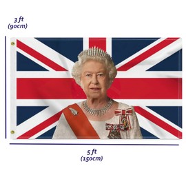 3×5 FT Queen Platinum Julilee Flag, Large 100D Britsh National Outdoor Banner,Decor For Patio Garden With Brass Gromment