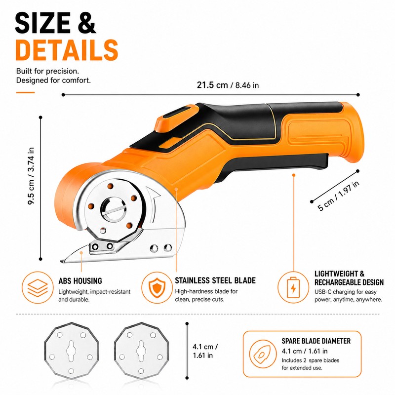 Rechargeable Electric Scissors for DIY Cutting – 3.7V Cordless Rotary