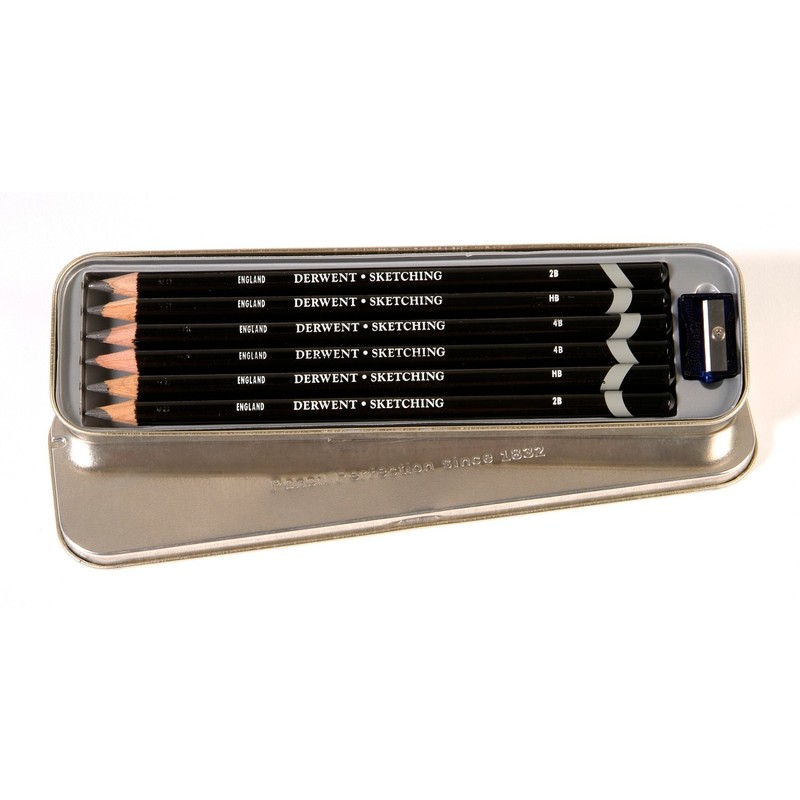Derwent Colored Pencils, Sketching Pencils, Set of 6, in Metal