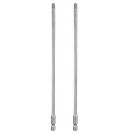 HARFINGTON 2pcs #2 Phillips Screwdriver Bit PH2 1/4" Hex Shank 8" (200mm) Long Magnetic S2 Steel Industrial Grade Screw Driver Bit Cross Head Electric Drill Bits 0.197" (5mm) Rod