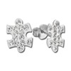 SilberDream SDO8033W Women's 925 Silver Stud Earrings Puzzle Zirconia White,