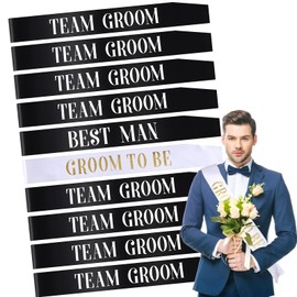 Shyyween 10 Pcs Bachelorette Sashes Set for Groomsmen Groom Wedding Party Sash Bundle Black Team Groom Sashes for Bachelor Bridal Wedding Parties Decorations Gifts Shower Supplies