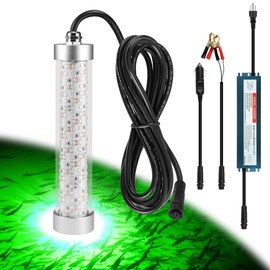 XXK F3 110V & 12V Green Fishing Light 200W 20000lm, Underwater Fish Attracting Light for Crappie Snook Bass Squid Bait Catfish at Night, 5%~100% Brightness Dimmable (33ft Cord)