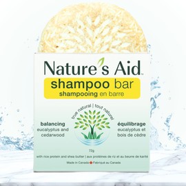Nature's Aid Balancing Natural Rice Water Shampoo Bar for Hair Growth, Strengthening & Thickening Shampoo for All Hair Types. Natural Lather and Salon Quality. Vegan. Made in Canada. (Cedarwood Eucalyptus) 72g