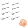 Kabwea Pack of 8 316L Steel Coloured Nose Piercing Studs,