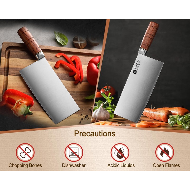 XINZUO 7.4 Inch Professional Chinese Chef Knife,Razor-Sharp Composite Stainless Steel