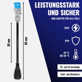 Poppstar 30 cm CEE Adapter IP44 (CEE Plug 16A, 3-Pin / Schuko Socket Coupling: Type F), H07RN-F 3G2.5