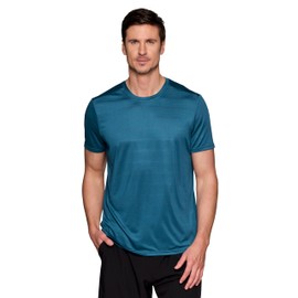 RBX Men's Workout T-Shirt, Breathable Lightweight Stretch Jersey Moisture Wicking Quick Dry Running Training Top Teal Jacquard Heather S