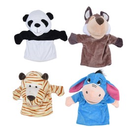 4pcs Animal Hand Puppets Set Animal Hand Toy Parent Children Interaction Toy with Movable Mouth
