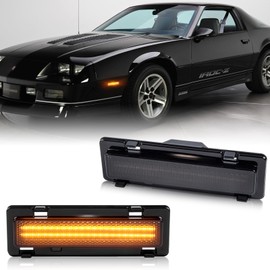 Gempro LED Side Marker Lights Compatible with 1982-1992 Chevy Camaro Pontiac Firebird Front Parking Signal Lamps 2PCS, Smoked Len