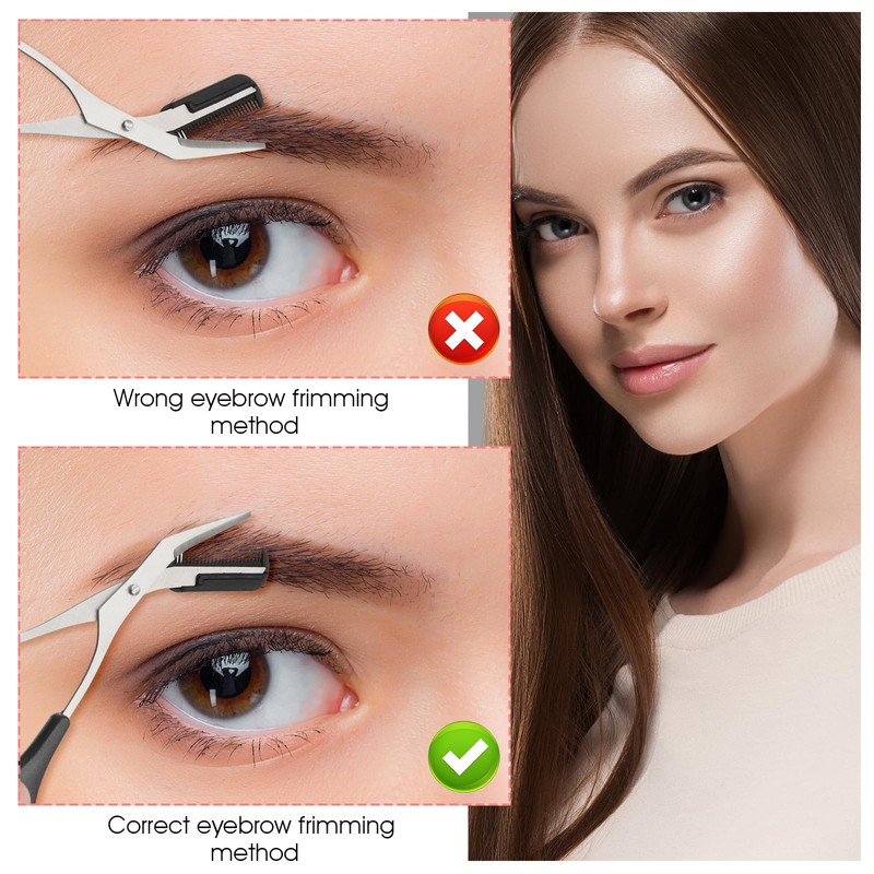 2pcs Black Professional Precision Brow Scissors Eyebrow Trimmer Scissors with