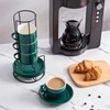 YOLIFE 8oz Porcelain Stackable Cappuccino Cups with Saucers and Metal