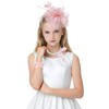 Girls Tea Party Fascinators Hats Lace Gloves Pearl Necklace Set