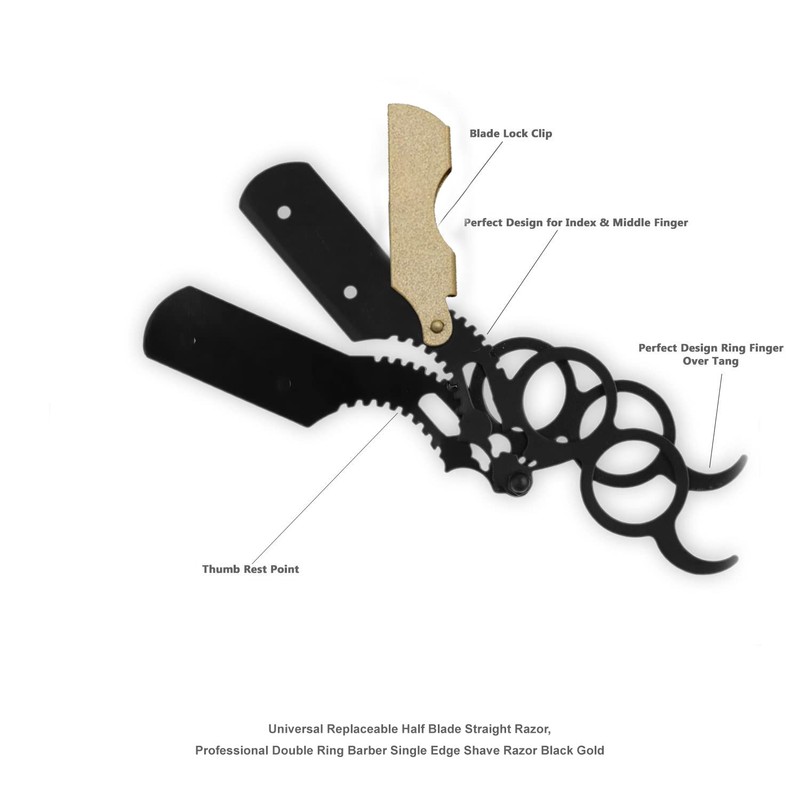 Universal Replaceable Half Blade Straight Razor with 100 Blades, Professional