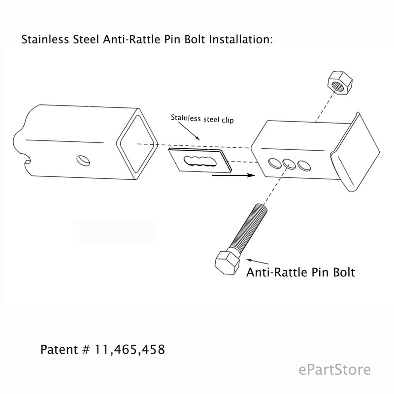 LFPartS 100% Stainless Steel Hitch Anti-Rattle No Wobble Pin Bolt