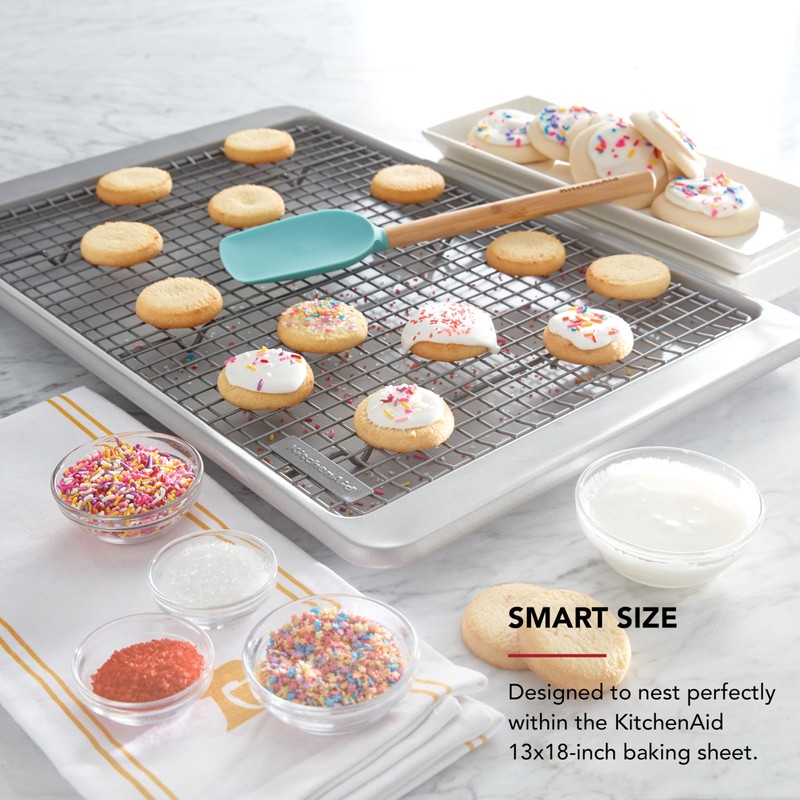 KitchenAid Nonstick Steel Cooling/Baking Rack, 12.5x17.75-Inch, Silver
