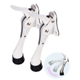 One Touch Kickdown Door Stopper, Door Holder, Heavy Duty Door Stops, Bottom of Door, Height-Adjustable Rubber Tips by HASHI (White 4 inch x 2pack)
