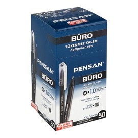 Pensan Buro 2270 Ballpoint Pens – Pack of 50, 1.0 mm – Swiss Tip, Smooth Low-Viscosity Ink – Ideal for Office & School Use (Black)