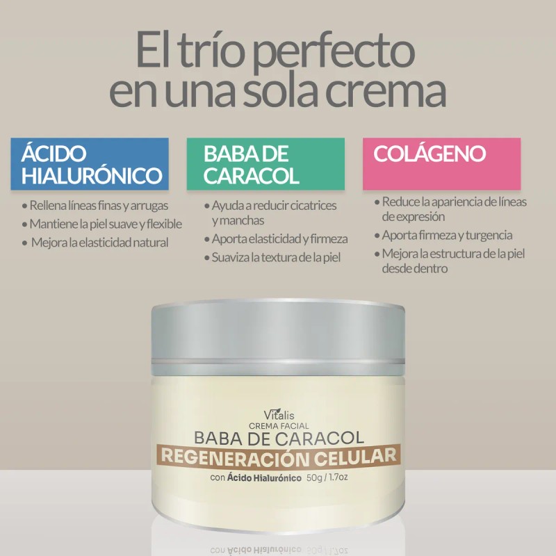 Crema Baba De Caracol Correctora Manchas Cicatrices Arrugas