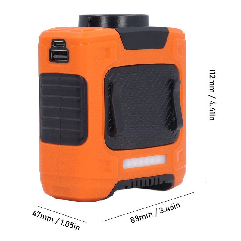 Greensen 10.000 MAh USB-Hüftventilator mit Trageband, Integrierter Typ-C-Eingangsanschluss, 3-Gang-LED-Licht, Nackenventilator,