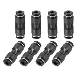 sourcing map 5 Pcs Push to Connect Fittings 5/32 Inch Tube OD Pneumatic Quick Connector Straight Union Tube Fitting for Water Oil Gas Air Hose Line Pipe, Black