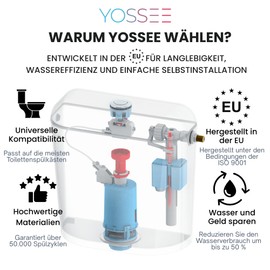 YOSSEE Universal Toilet Flush 3/6 L with Double Handle, Toilet Cistern Replacement Parts, DIY Assembly, Water-Saving, Cistern Fittings
