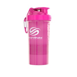 SmartShake O2GO Neon Pink Protein Shaker 20.3 fl oz (600 ml), Neon Pink, Peach, 20.3 fl oz (600 ml)