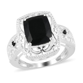 Shop LC Black Tourmaline Spinel Ring for Women 925 Sterling Silver Birthstone Jewelry Size 7 Ct 2.49 Valentines Day Gifts for Women