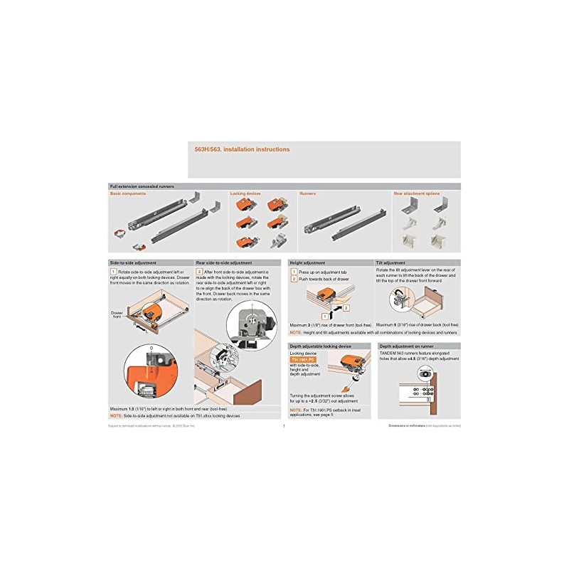 Bundle - 18" BLUM TANDEM Drawer Slides with BLUMOTION. Includes
