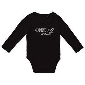 Huuraa Baby Bodysuit Memmingen in Love Gift Unisex Long Sleeve Romper Size 62-80 Organic Cotton Fairtrade Memmingen Gift Idea, black