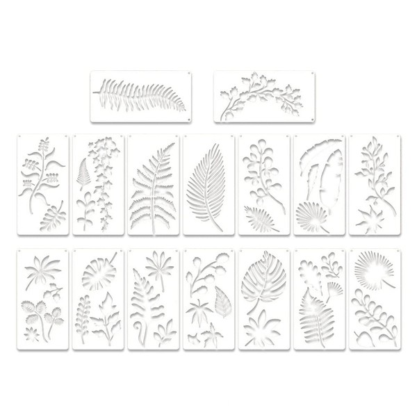 Tuperoymse 16 Pieces Leaves Stencil Reusable Sheet Painting Stencil Sheet