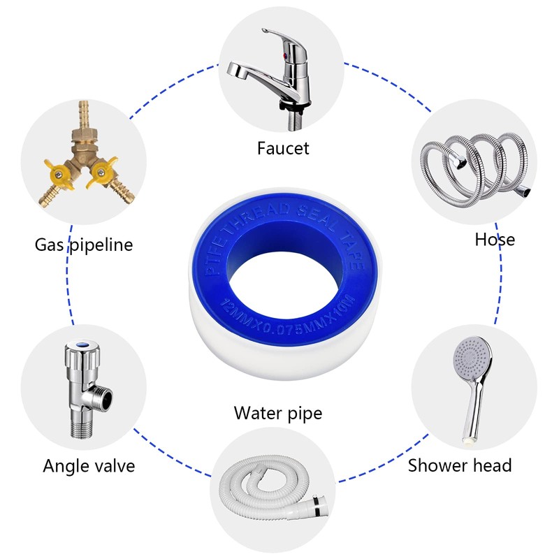 Niumowang 10 Rolls Sealing Tape, Thread Sealing Tape, Thread Tape,