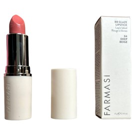 FARMASi Make Up BB Glaze Lipstick, Soft Texture, Extra Shiny Finish, Deep Nourishment, Moisturizer Lipstick, Hydration, Lightweight, 0.14 fl.oz, 04 Deep Beige