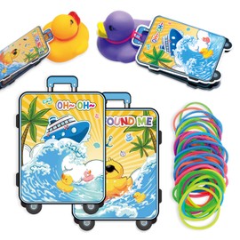 Cruising Duck Tags, Life Preserver Ring Shape Design Cruise Duck Tag, 50 Pack Duck Ducks Tags with Hole and Rubber Bands, Cruise Ducking Games Card (Yellow)