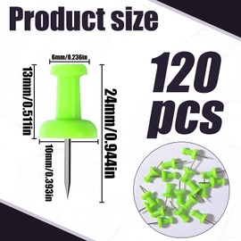 VAPKER 120 Pcs Solid Green Thumbtacks, Larger Size, Plastic Head with Steel Tip for Bulletin Board