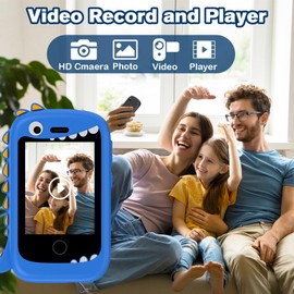 PTHTECHUS Niños Smartphone, Llamadas inteligentes 2.4pulgadas de pantalla con cámara, juego de calculadora bloc de notas, Doodle Reloj despertador de grabación, Niños Navidad Cumpleaños Regalo (Negro)