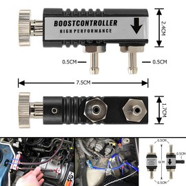 CGEAMDY Manual Turbo Boost Regulator, Aluminium Adjustable Manual Turbo Boost Regulator Controller Valve, Universal Bleed Valve Kit for Engine Parts (Black)