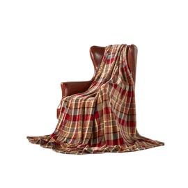 DREAMLANDING Fleece Throws For Sofa Bed Chair Soft Colorful Oversized, Decorative Ultra-Plush Throw Blanket (130x150cm, Red Plaid)