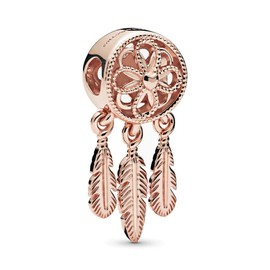 Lkwrideiny Rose Gold Spiritual Dreamcatcher Charm 925 Sterling Silver Pendant,Jewelry Beads Gifts for Women Bracelet&Necklace