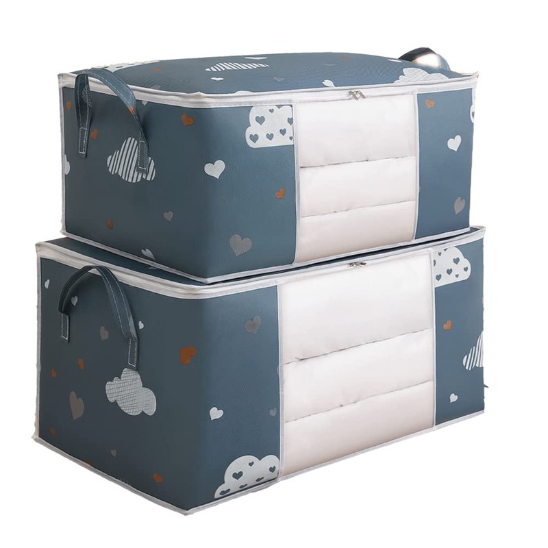 2 in 1 Large Clothes Storage Bag, 50L/75L Underbed Quilt