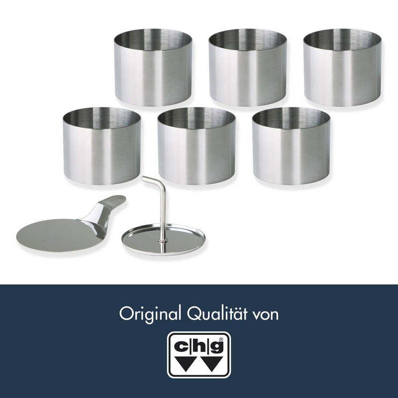 CHG Set 245-06-60 8-Piece Dessert/Food Ring Set 6 Dessert Rings