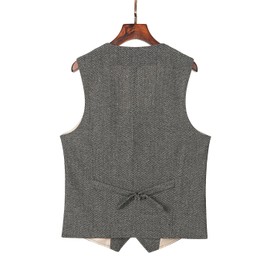 Solovedress Men's Vintage Wool Suit Vest Regular Fit Vest Suit Vest for Wedding Groomsmen, light brown